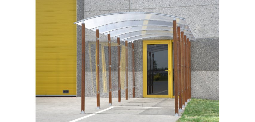 Abri fumeurs bois Modèle suivant à fixer sur le couloir initial B825C