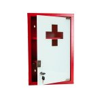 Armoire à pharmacie 1 porte,   Métal laqué / Rouge, 300 x 460 x 140 mm