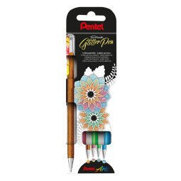 Estuche 4 unidades del bolígrafo Dual Metallic gel Pentel