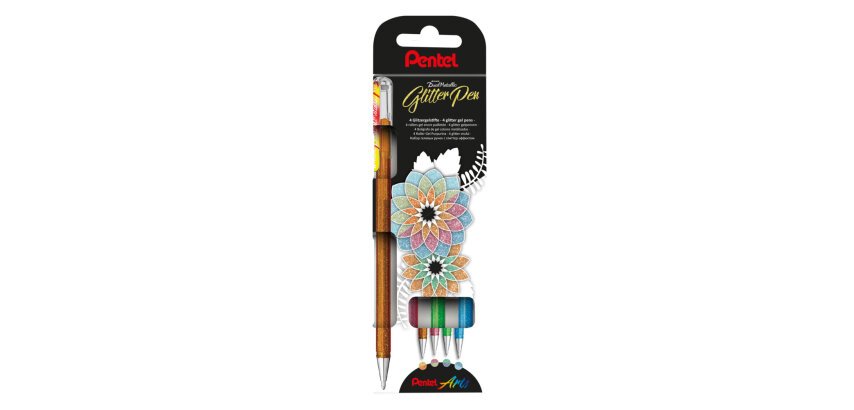 Estuche 4 unidades del bolígrafo Dual Metallic gel Pentel