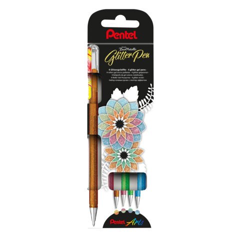 Estuche 4 unidades del bolígrafo Dual Metallic gel Pentel