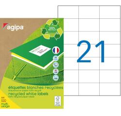 Etiquettes adresses multi-usages recyclées 70 x 42,4 mm Agipa - Boîte de 2100