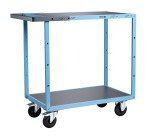 Servante mécano-soudée 2 plateaux tôle galvanisée 250 kg 850 x 500 mm roue caoutchouc