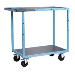 Servante mécano-soudée 2 plateaux tôle galvanisée 250 kg 850 x 500 mm roue caoutchouc