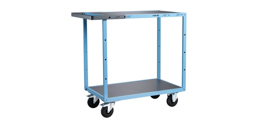 Servante mécano-soudée 2 plateaux tôle galvanisée 250 kg 850 x 500 mm roue caoutchouc