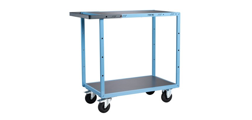 Servante mécano-soudée 2 plateaux tôle galvanisée 250 kg 850 x 500 mm roue caoutchouc