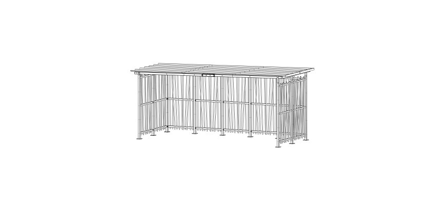 Abri ouvert 2 x 5 m Modèle bambou