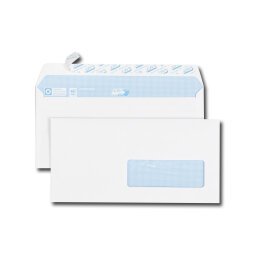 Enveloppe blanches 110 x 220 mm GPV 90 g avec fenêtre 35 x 100 mm - Boîte de 500
