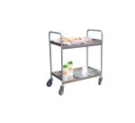 Desserte inox 304 L avec galeries de maintien 2 plateaux 300 kg 835 x 435 mm