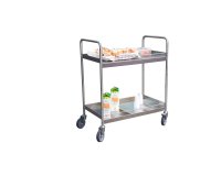 Desserte inox 304 L avec galeries de maintien 2 plateaux 300 kg 835 x 435 mm