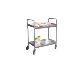 Desserte inox 304 L avec galeries de maintien 2 plateaux 300 kg 835 x 435 mm
