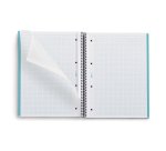 Notebook Eco Emotions, Carton recyclé, A4, quadrillage 5x5 mm, 80 feuilles de 1 couleur, Miquelrius, Bleu.
