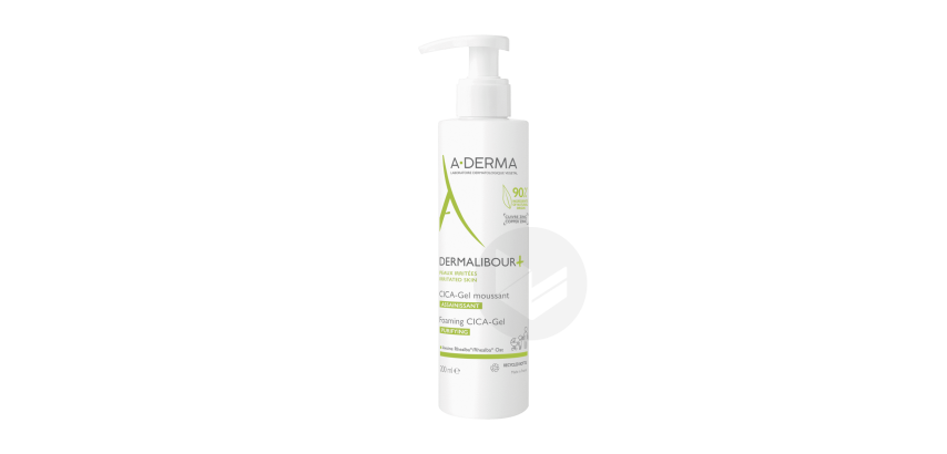 Gel moussant assainissant Aderma Dermalibour+ Cica - Flacon-pompe de 200 ml