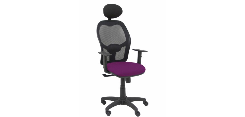 Silla de oficina Alocén malla con brazos regulables y cabecero - Asiento Púrpura