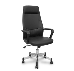 Fauteuil de direction Opti520, avec dossier fixe, accoudoirs fixes et mécanisme d'inclinaison, finition noir et similicuir - FORÖL