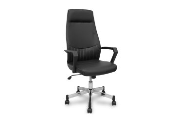 Fauteuil de direction Opti520, avec dossier fixe, accoudoirs fixes et mécanisme d'inclinaison, finition noir et similicuir - FORÖL