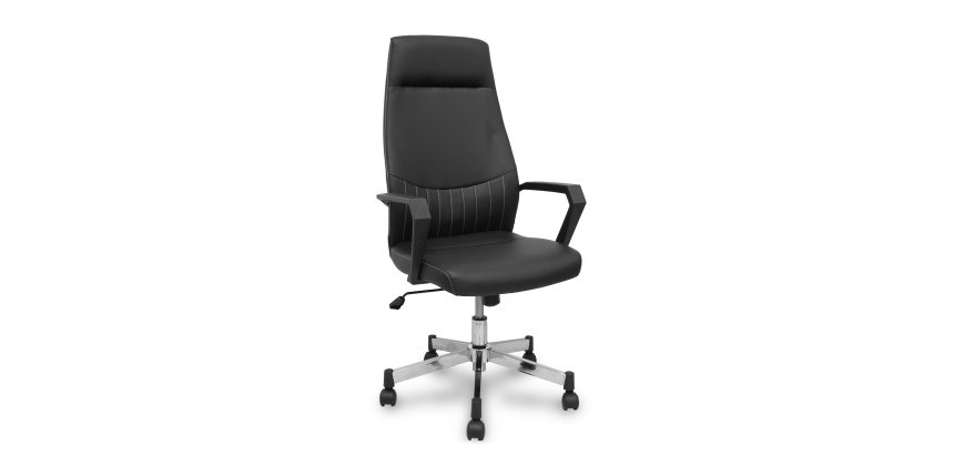 Fauteuil de direction Opti520, avec dossier fixe, accoudoirs fixes et mécanisme d'inclinaison, finition noir et similicuir - FORÖL