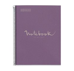 Notebook Eco Emotions, Carton recyclé, A4, quadrillage 5x5 mm, 80 feuilles de 1 couleur,  Miquelrius, Lavande.

