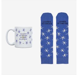 Kit Taza + Calcetines "La suerte de coincidir, la magia de conectar" talla 36-41