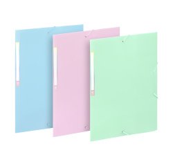 Chemises à élastiques 3 rabats A4 - RAINBOW PASTEL VIQUEL - Coloris assortis - Lot de 3