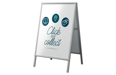 Porta carteles para suelo A-frame A1 Nobo Essence con esquinas en inglete