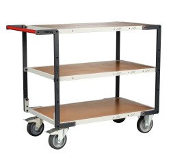 Servante montée 3 plateaux médium 400 kg 1000 x 600 mm roue TPE