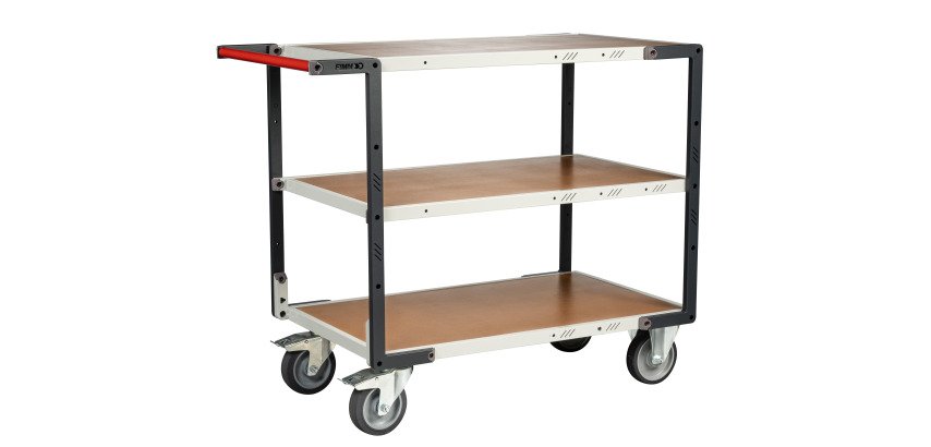 Servante montée 3 plateaux médium 400 kg 1000 x 600 mm roue TPE
