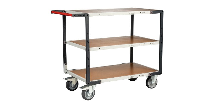 Servante montée 3 plateaux médium 400 kg 1000 x 600 mm roue TPE