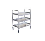 Desserte inox 304 L avec galeries de maintien 3 plateaux 300 kg 835 x 435 mm