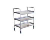 Desserte inox 304 L avec galeries de maintien 3 plateaux 300 kg 835 x 435 mm