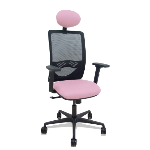 Silla de oficina Zulema con reposabrazos 2D y cabecera - Rosa pastel