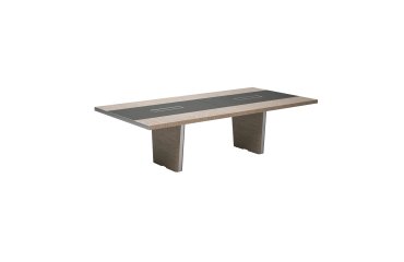 Table de réunion Xennon L.281 x P.140 cm avec insert en cuir