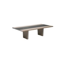 Table de réunion Xennon L.281 x P.140 cm avec insert en cuir
