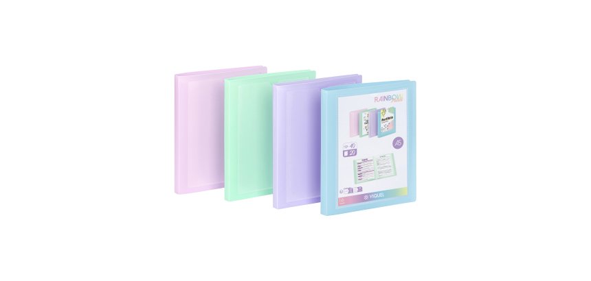Protège-documents personnalisable 20 pochettes - 40 vues - A4 - polypropylène  RAINBOW PASTEL VIQUEL- Coloris assortis