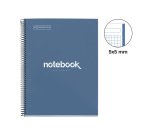 Notebook Emotions, Couverture rigide, A4, quadrillage 5x5 mm, 80 feuilles de 1 couleur, Miquelrius, Marine.
