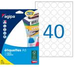 Étiquettes rondes multi-usages blanches Ø 24 mm Agipa 114004 - Pochette de 640