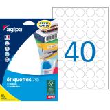 Étiquettes rondes multi-usages blanches Ø 24 mm Agipa 114004 - Pochette de 640