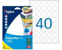 Étiquettes rondes multi-usages blanches Ø 24 mm Agipa 114004 - Pochette de 640