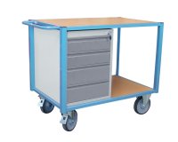 Servante établi équipée 4 tiroirs plateau médium 1060 x 680 mm 500 kg roue TPE