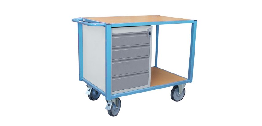 Servante établi équipée 4 tiroirs plateau médium 1060 x 680 mm 500 kg roue TPE