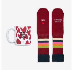 Kit Taza + Calcetines "Eres mi persona favorita" Granate talla 42-46
