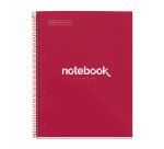 Notebook Emotions, Couverture rigide, A4, quadrillage 5x5 mm, 80 feuilles de 1 couleur, Miquelrius, Rouge.
