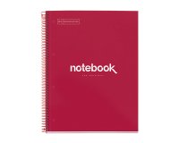 Notebook Emotions, Couverture rigide, A4, quadrillage 5x5 mm, 80 feuilles de 1 couleur, Miquelrius, Rouge.
