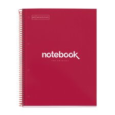 Notebook Emotions, Couverture rigide, A4, quadrillage 5x5 mm, 80 feuilles de 1 couleur, Miquelrius, Rouge.
