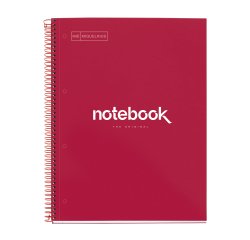Notebook Emotions, Couverture rigide, A4, quadrillage 5x5 mm, 80 feuilles de 1 couleur, Miquelrius, Rouge.
