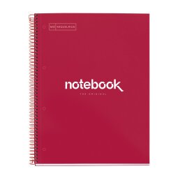 Notebook Emotions, Couverture rigide, A4, quadrillage 5x5 mm, 80 feuilles de 1 couleur, Miquelrius, Rouge.
