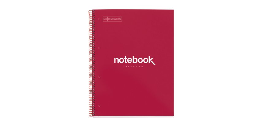 Notebook Emotions, Couverture rigide, A4, quadrillage 5x5 mm, 80 feuilles de 1 couleur, Miquelrius, Rouge.
