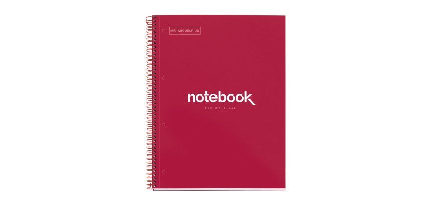 Notebook Emotions, Couverture rigide, A4, quadrillage 5x5 mm, 80 feuilles de 1 couleur, Miquelrius, Rouge.
