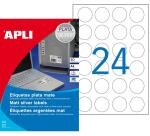 Etiquette polyester, résistant, rond, argent mat