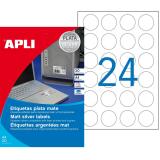 Etiquettes rondes polyester laser Ø 40 mm - Apli - argent métallisé – pochette de 480